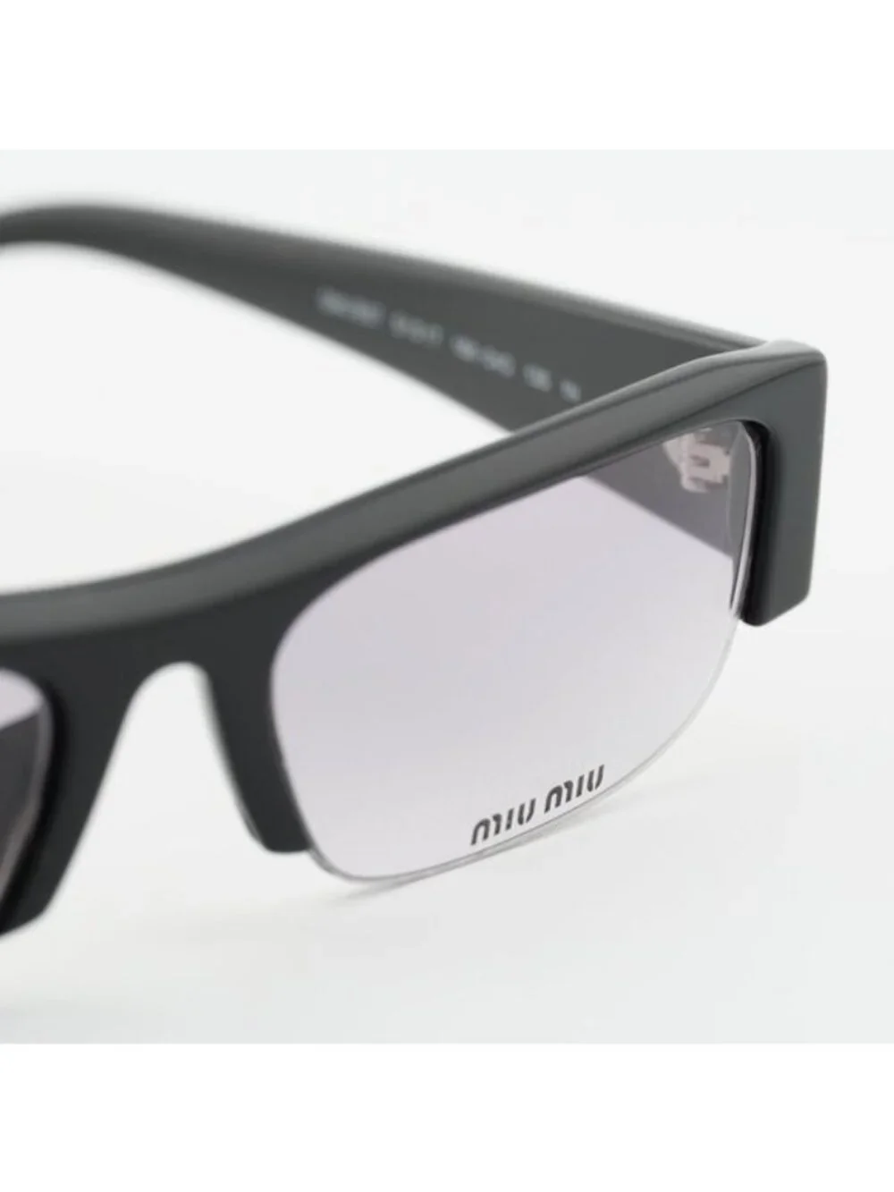 Miu Miu MUB07S 16K04O Sunglasses Black Rectangle Frame, Grey Filter